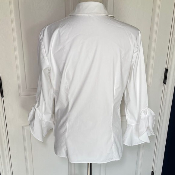 Michael Kors White Button-Front Blouse Statement Buttons Ruffle Cuffs Size 6 - Picture 5 of 11